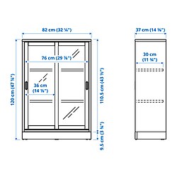 Measurement Illustration - TONSTAD cabinet with sliding glass doors