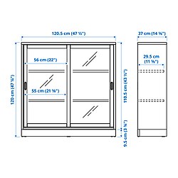 Measurement Illustration - TONSTAD cabinet with sliding glass doors