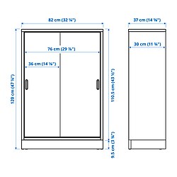 Measurement Illustration - TONSTAD cabinet with sliding doors