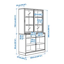 Ilustración de medidas - TONSTAD armario con puertas corredizas vidrio