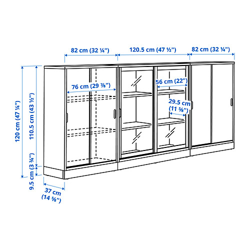 Measurement Illustration - TONSTAD storage combination with sliding doors