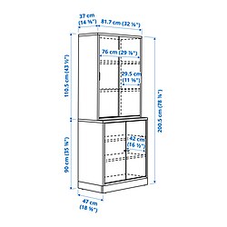 Measurement Illustration - TONSTAD storage combination with sliding doors