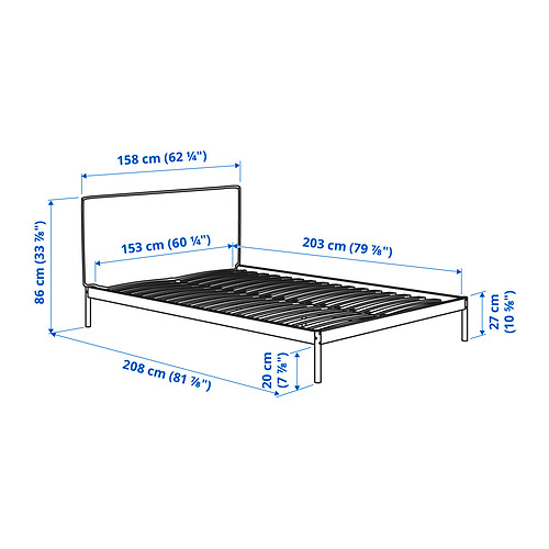 Measurement Illustration - KLEPPSTAD Queen bed
