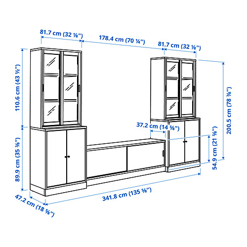 TONSTAD, TV bench with sliding doors. 5 of 5 open dialog