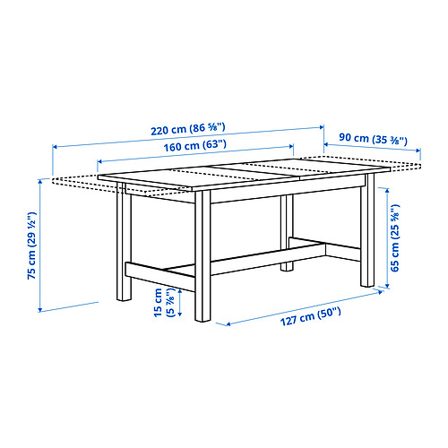 Measurement Illustration - KARSKÄR extendable table