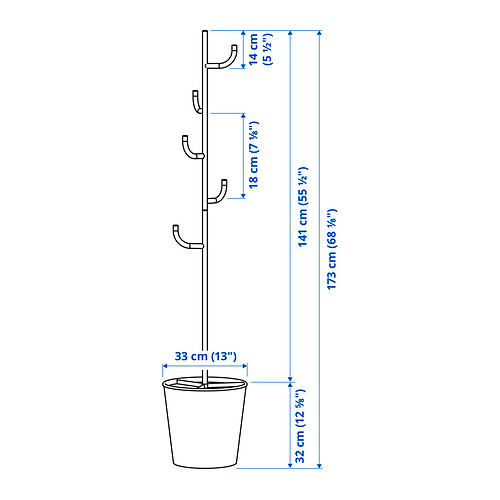 Measurement Illustration - ÄLGANÄS hat and coat stand