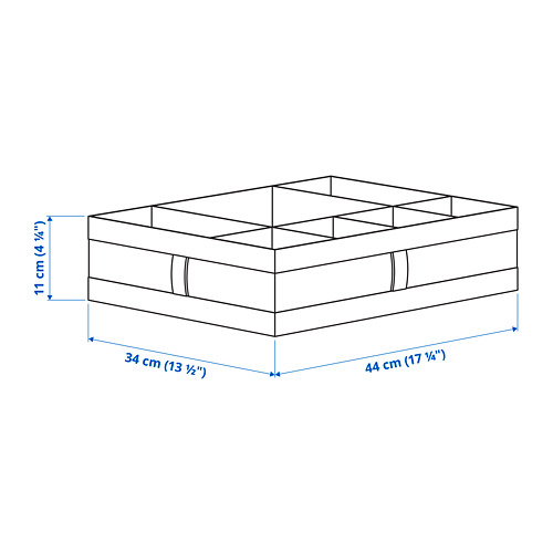 Measurement Illustration - SKUBB box with compartments