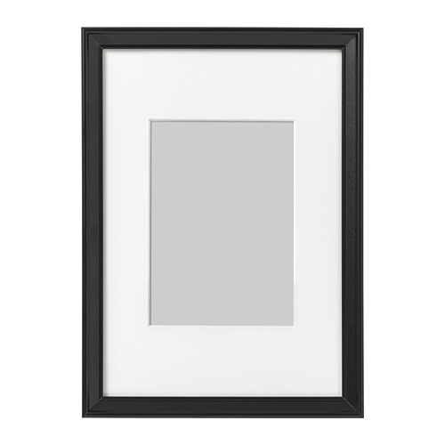 Marco de fotos KNOPPÄNG negro con mate blanco, forma rectangular, diseño simple.