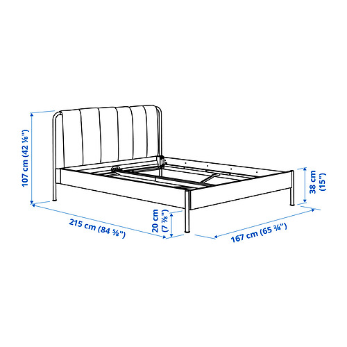 TÄLLÅSEN, upholstered Queen bed frame. 11 of 12 open dialog