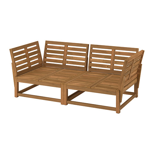 Sofá de exterior de madera NÄMMARÖ, marrón natural. Diseño de listones, perfecto para jardines o patios.
