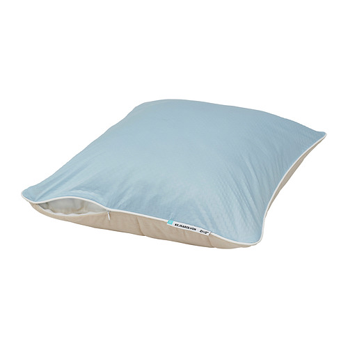 Protector de almohada KEJSAROLVON: azul y beige, rectangular, con cremallera, lados refrescantes y cálidos.