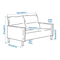 Measurement Illustration - MANNARP loveseat