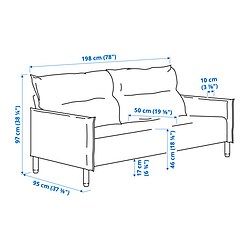 Measurement Illustration - MANNARP 3-seat sofa
