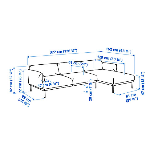 ÄPPLARYD, sofá 4 plazas con chaiselongue. 7 de 8 abrir diálogo