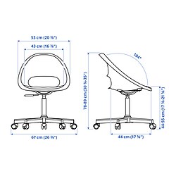 Measurement Illustration - ELDBERGET/MALSKÄR swivel chair with pad
