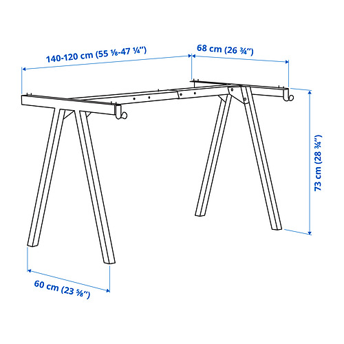 Measurement Illustration - TROTTEN underframe for table top