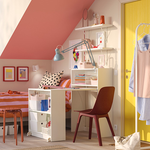 BILLY / BERGSHULT, bookcase with foldable table and 2 wall shelves. 4 of 7 open dialog