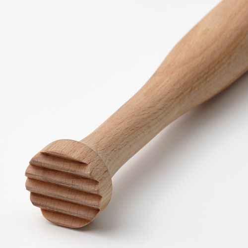 Moldeador de cóctel de madera con extremo texturizado; marrón claro; Artesanía de alta calidad.