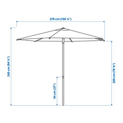 Measurement Illustration - HÖGÖN umbrella