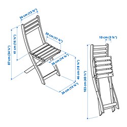 Ilustración de medidas - ASKHOLMEN silla, exterior