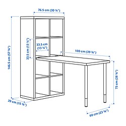 Ilustración de medidas - KALLAX/LINNMON combinación de escritorio