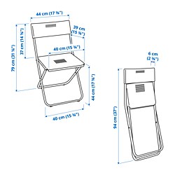 Ilustración de medidas - FEJAN silla plegable exterior