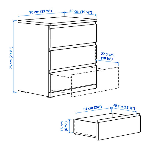 STORKLINTA, 3-drawer dresser. 8 of 8 open dialog