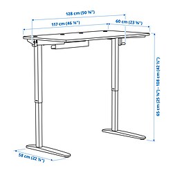 Measurement Illustration - RELATERA desk combination sit/stand