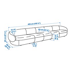 Ilustración de medidas - LILLESÄTER sofá de 6 plazas