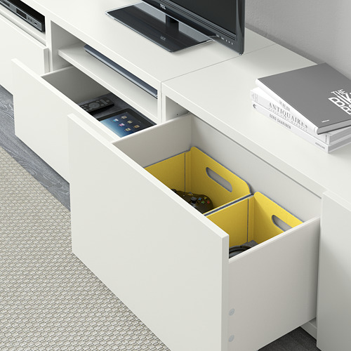 BESTÅ, combinación almacenaje TV con guía para gaveta, apertura a presión. 6 de 10 abrir diálogo