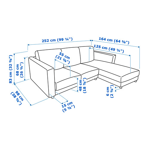 Measurement Illustration - VIMLE sofa