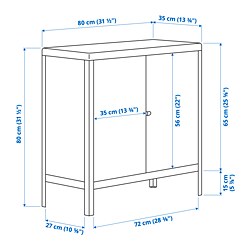Ilustración de medidas - KOLBJÖRN armario, interior/exterior