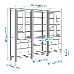 Measurement Illustration - HEMNES display cabinet