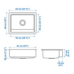 Measurement Illustration - HAVSEN apron front sink