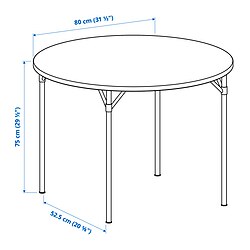 Measurement Illustration - GRÖTÅN/RUDSTORP round table and 2 chairs