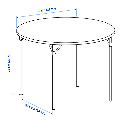 Measurement Illustration - GRÖTÅN/RUDSTORP round table and 2 chairs