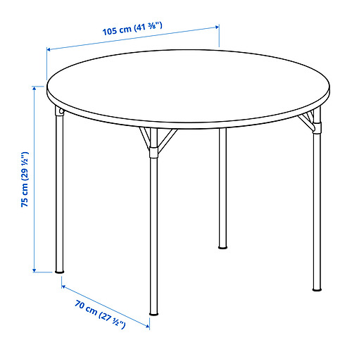 Measurement Illustration - GRÖTÅN/RUDSTORP round table and 4 stools