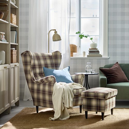 STRANDMON, wing chair with ottoman. 2 of 6 open dialog