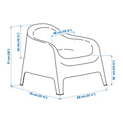 Ilustración de medidas - SKARPÖ sillón de exterior
