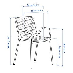 Ilustración de medidas - TORPARÖ silla con reposabrazos, exterior