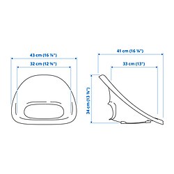 Measurement Illustration - LOBERGET seat shell for junior chair