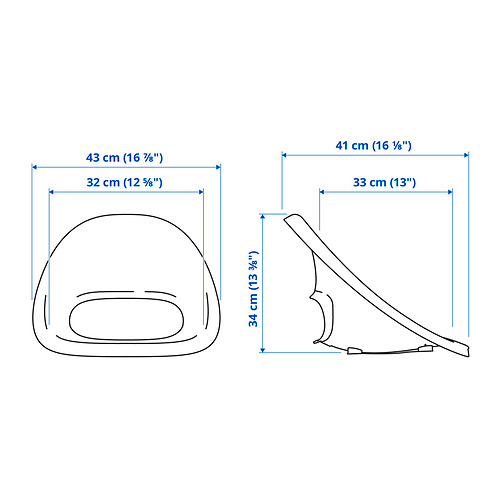 Measurement Illustration - LOBERGET seat shell for junior chair