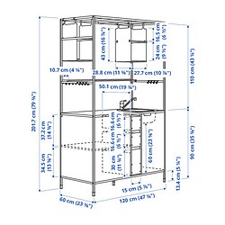 Measurement Illustration - ÄSPINGE kitchenette