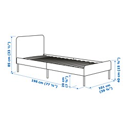 Measurement Illustration - SLATTUM upholstered bed Twin