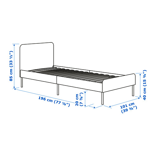 SLATTUM, upholstered bed Twin. 8 of 8 open dialog