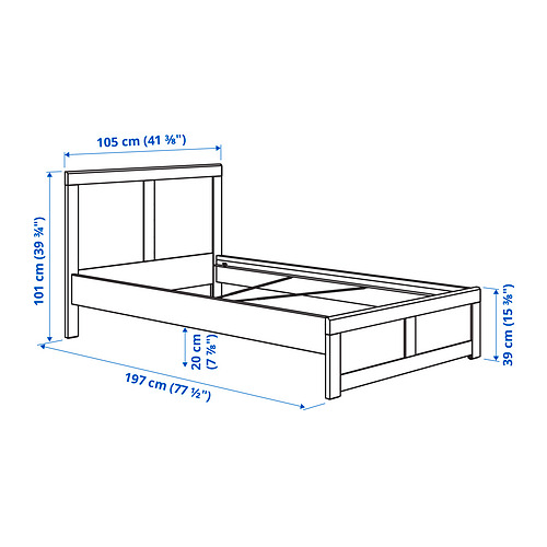 Measurement Illustration - FÅGELFJÄLLET bed frame