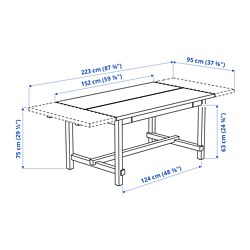 Measurement Illustration - NORDVIKEN/SKOGSTA Extendable table and 4 chairs