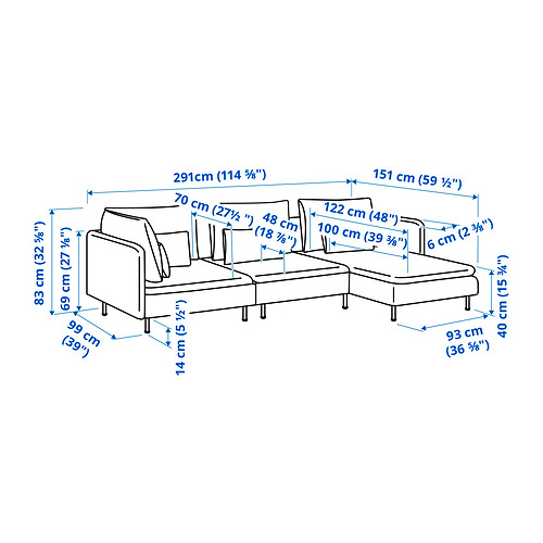 SÖDERHAMN, sofá 4 plazas con chaiselongue. 8 de 8 abrir diálogo