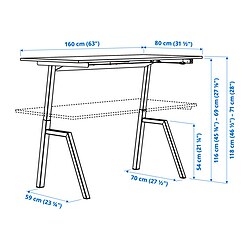 Ilustración de medidas - TROTTEN/MARKUS escritorio+silla