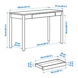 Measurement Illustration - TONSTAD desk